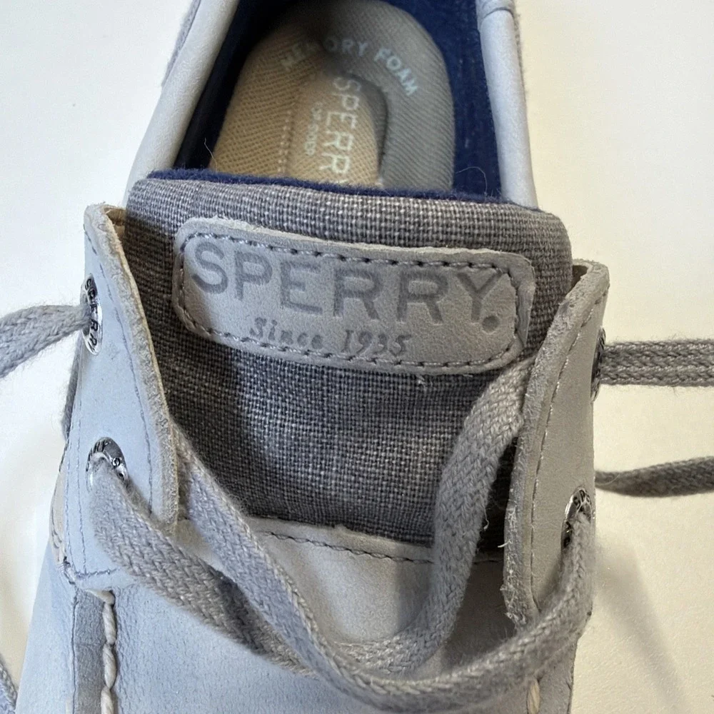 Sperry Top Sider Boat Shoes Womens 5 Gray Angelfish Linen Slip-On STS83598